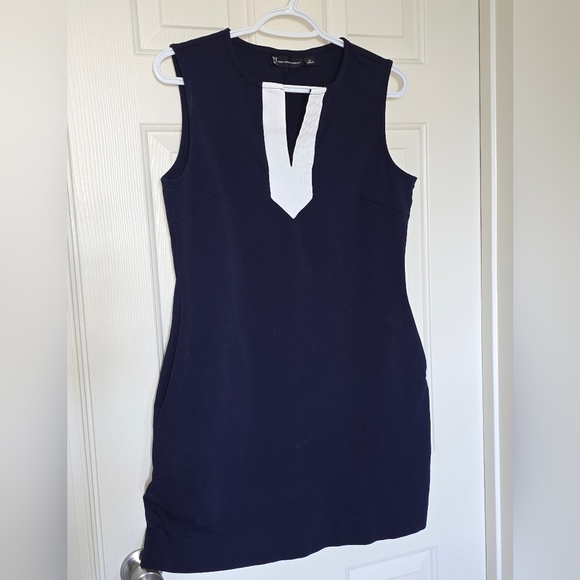 Coastal Navy & White Cotton Shift Dress | Effortless Chic M - Picture 2 of 5
